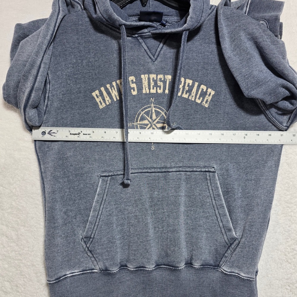 Ocean Beach Sportswear Hawks Nest Beach Acid Wash Compass Hoodie Blue Men's M - Picture 5 of 8